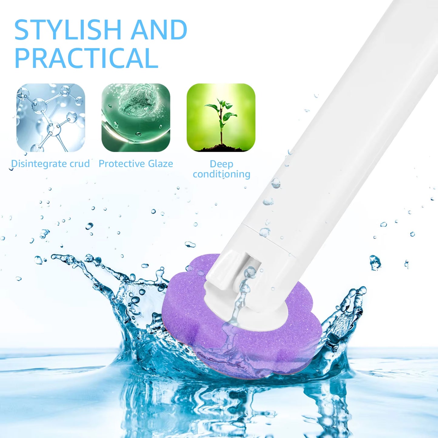 New Toilet Brush Disposable Replacement Head Cleaning Kit with Lengthened Handle Auto Lid Opening Toilet Bowl Cleaner Pad Kit