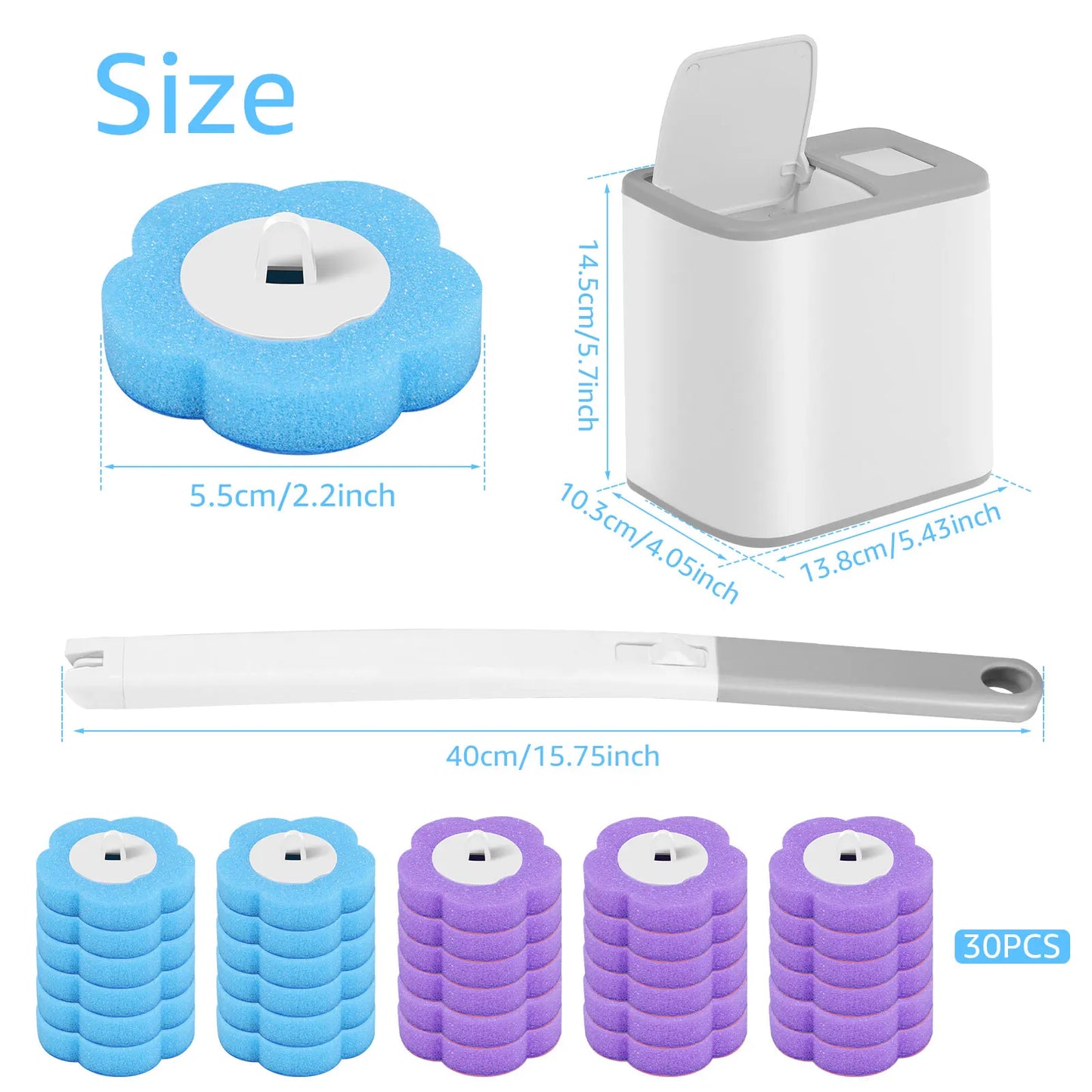 18/36Pcs Toilet Brush with Disposable Replacement Head Kits Upgrade Long Handle Bathroom Cleaning Brush for Home Wc Accessories